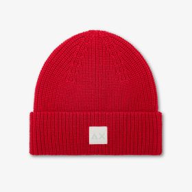 Berry pink ribbed wool blend beanie