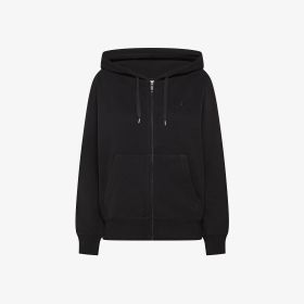 Felpa in cotone con cappuccio e zip nero