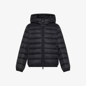 Piumino in nylon trapuntato con cappuccio nero