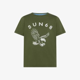 T-shirt in jersey di cotone con stampa verde scuro