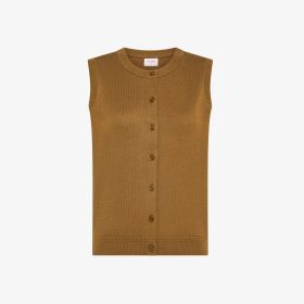 Gilet in maglia di cotone marrone volpe