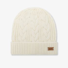 Off white cable-knit wool blend beanie