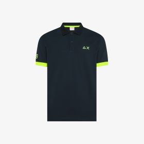 Polo con maxi logo in cotone blu navy