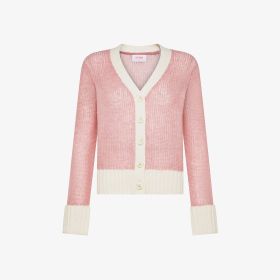 Cardigan in lana e alpaca rosa scuro