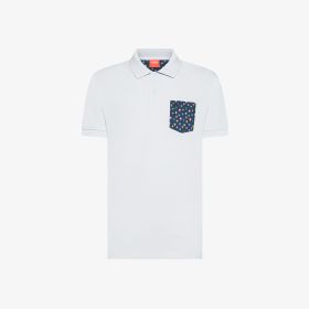 Polo in piquet di cotone bianco/blu navy