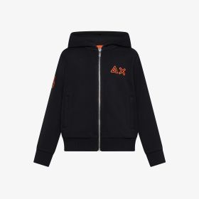 Black cotton zip sweatshirt with logo