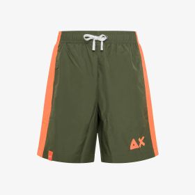 Military green nylon beach shorts
