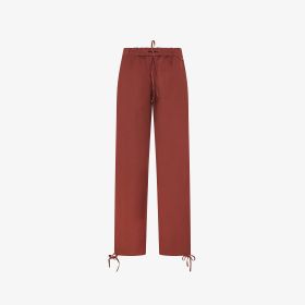 Pantaloni in misto lino marrone cacao