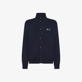 Cardigan in felpa di cotone con logo navy blue