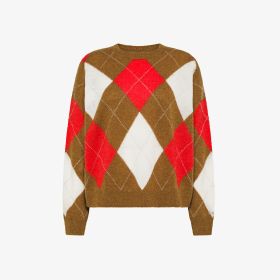 Maglia a rombi in misto lana marrone cacao