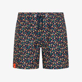 Navy blue printed nylon beach shorts
