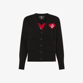 Cardigan The Beatles x SUN68 in misto lana nero