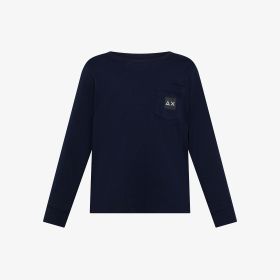 Navy blue cotton t-shirt with pocket