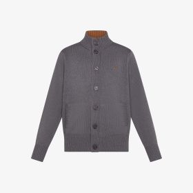 Cardigan in lana e cashmere grigio scuro