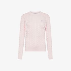 Maglia in cotone a trecce rosa