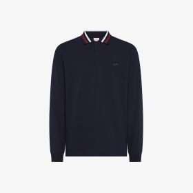 Polo in piquet con colletto a righe navy blue