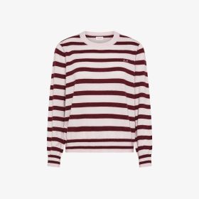 Maglia a righe in lana e cashmere rosa/bordeaux