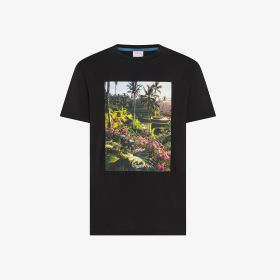 Black printed cotton jersey T-shirt