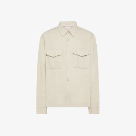 Stone grey linen and cotton overshirt