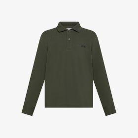 Polo in piquet di cotone con patch militare scuro