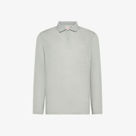Polo a maniche lunghe in lino grigio chiaro