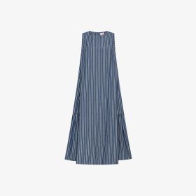Navy blue/off white striped cotton dress