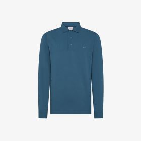 Polo a maniche lunghe in cotone blu avio scuro