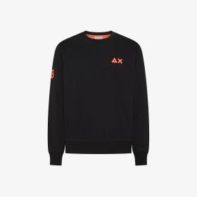 Felpa girocollo in cotone con logo fluo nero