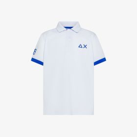 Polo con maxi logo in cotone bianco