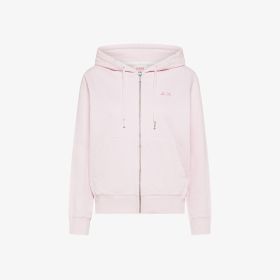 Felpa in cotone con zip rosa