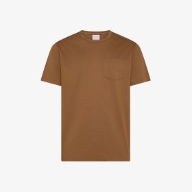 T-shirt in cotone con taschino marrone cacao