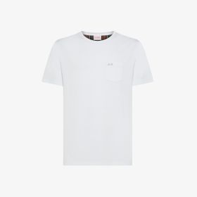 White jersey t-shirt with pocket