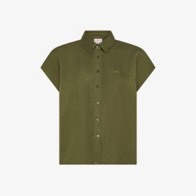 Dark green linen blend shirt