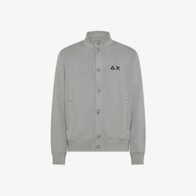 Cardigan in felpa di cotone con logo grigio medio