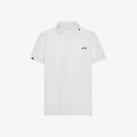 Off white cotton piqué polo shirt