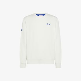 Felpa girocollo in cotone bianco panna