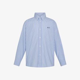 Camicia in cotone a righe azzurro/bianco