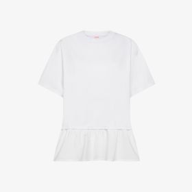 T-shirt con balza al fondo in cotone bianco