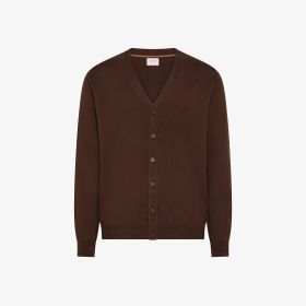 Dark brown wool and cotton blend cardigan