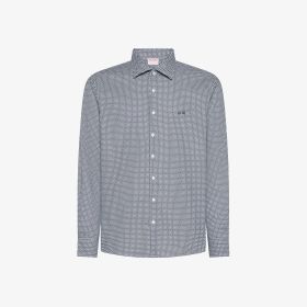 White/navy blue printed cotton shirt
