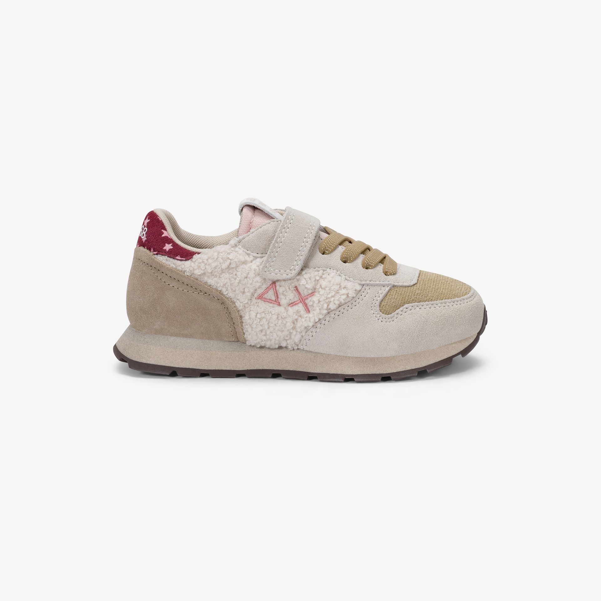 Sneaker Girl's Ally Winter in suede e teddy bianco panna
