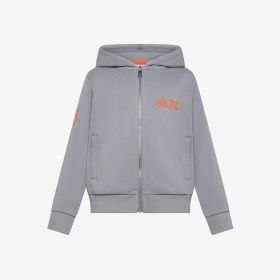 Medium grey cotton zip sweatshirt with logo