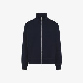 Felpa in cotone con zip e tasche navy blue