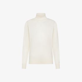 Off white wool and cotton turtleneck jumper