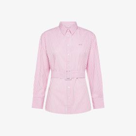 Off white/fuchsia striped cotton shirt