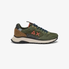 Sneaker Fire & Camping in suede e nylon verde militare scuro