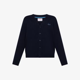 Cardigan in cotone e lana navy blue