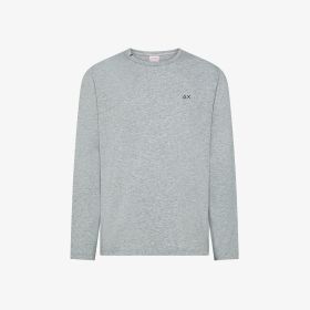 T-shirt girocollo con maniche lunghe grigio chiaro