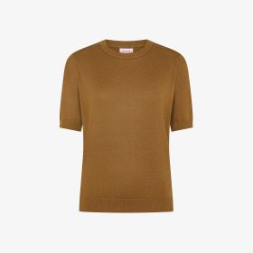 T-shirt in maglia di cotone marrone volpe