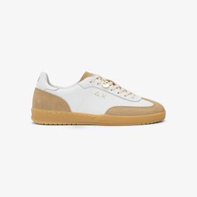 Sneaker California in pelle bianco/beige